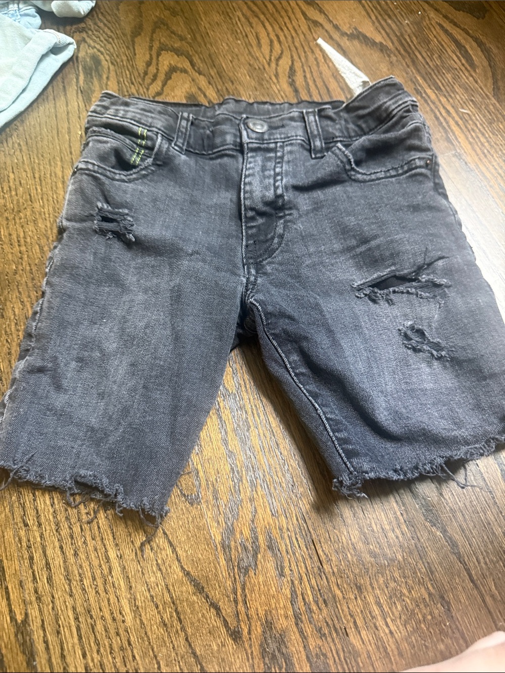 Boys Distressed Black Denim Shorts
